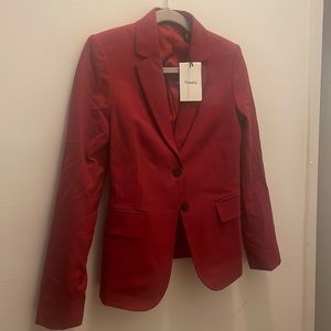 NWT Theory Crimson Melange Classic Suit Blazer Jacket Size 2 red